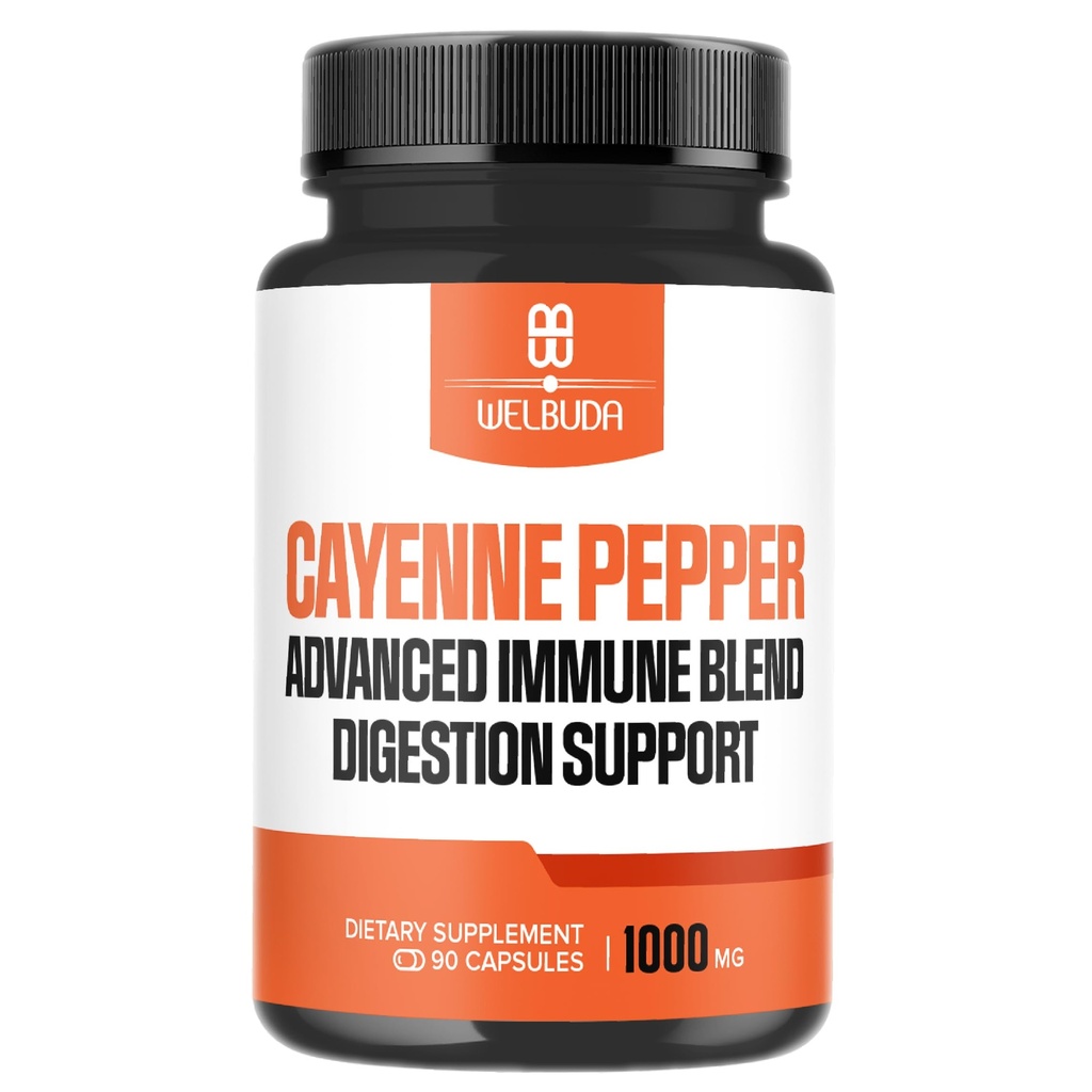 1000 mg Cayenne Pepper Capsules with Elderberry, Echinacea, Berberine HCI & More - Destek Digestion Health, Sağlıklı Kalp & Immune System - 90 Veggie Capsules