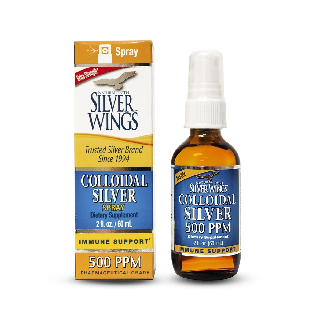 Doğal Pat Silver Wings Colloidal Silver - Ekstra Kuvvetli Sıvı Immune Support Supplement- - 500ppm (2500 C) - 2oz Sprey