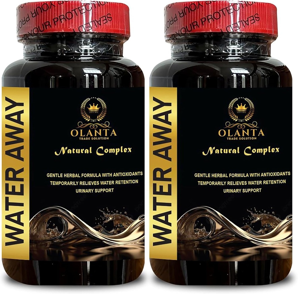 Water Away Supplement - Immunity Booster, Reduces Water Retention & Bloating, Natural Diuretic Water Pills, Advanced Herbal Formula - 2 Bottles 120 Capsules
