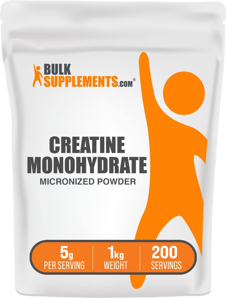 BulkSupplements.com Kretine Monohidrat Toz - Micronized Kretine Toz, Unflavored - Pure & Gluten Free, 5g (5000 mg) per Services, 1kg (2.2 lbs) (Paketi 1.kg (2.2 lbs)