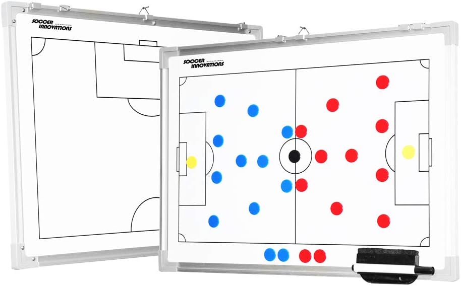 Futbol Yeniliği Çift Taraflı Alüminyum Manyetik Koçlar Duvar Hanging Clips | Oyuncu Magnets & Pen Dahil | Kuru Erase Kurulu | Full Field & Half Field