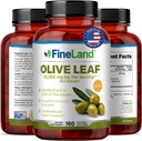 FineLand Olive Leaf Extract 50x – 25mg Eq. per Service | 160 Vegan Caps, Zeytinyağı %20 Ol Europein | Herbal Antioksi Supplement for Circulatory and Immune Support, Made in USA