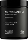 Organik Ashwagandha, Black Pepper ile 1300 mg – Doğal Stres Yardım ve Enerji Desteği – 90 Vegan Capsules – Mood & Adrenal Support Supplement – Non-GMO, Made in USA