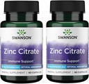 Swanson çinko Citrate - Mineral Supplement Sağlıklı Vizyon ve Immune Sistemi Sağlık - Doğal Formula Genel Wellness - (60 Capsules, 50 mg Her) (2 Pack)