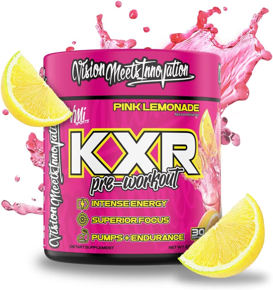 KXR Pre-Workout Energy Toz | Intense Energy Pre-Workout Drink for Men and Women / Kretine Free | Performansı Geliştir - Geliştirilmiş Focus & Genişleme | 30 Hizmet (Pink Lemonade)