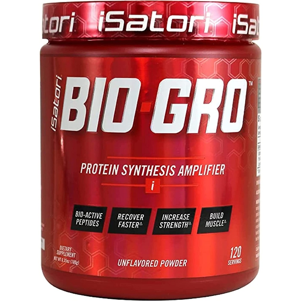 iSatori BIO-GRO Protein Synthesis Amplifier, Kas Kurtarma ve Büyüme için, Geliştirilmiş Stimulant Free Pre-Workout & Colostrum Supplement with Bio-Active Peptides- Unflavored (120 servis)