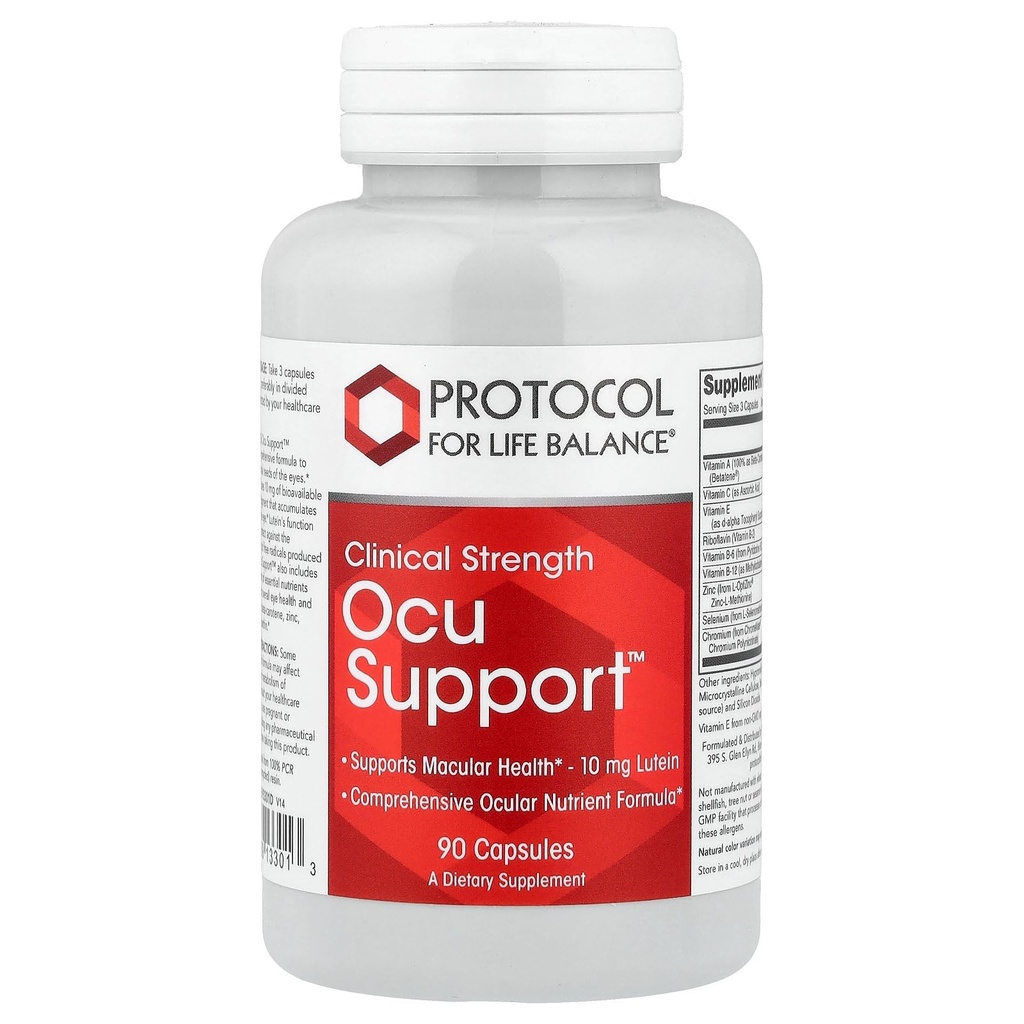 Yaşam Dengesi için Protokol - Ocu SupportTM (Clinical Strength) - Lutein ile Macular Sağlık ve Genel Göz Fonksiyonlu Desteklemek için Kapsamlı Formula - 90 Capsules