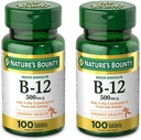 Nature's Bounty Vitamin B12, Supports Energy Metabolism ve Nervous System Health, 50006, Tablet, 100 Ct (Pack of 2)