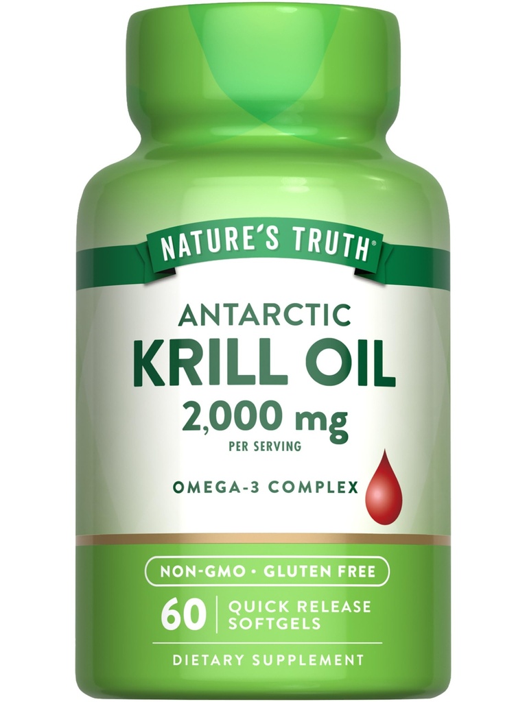 Nature's Truth Antarktika Krill Oil 2000mg Softgels | 60 Count | Omega-3 with EPA & DHA | Non-GMO & Gluten Free Supplement Supplement Supplement
