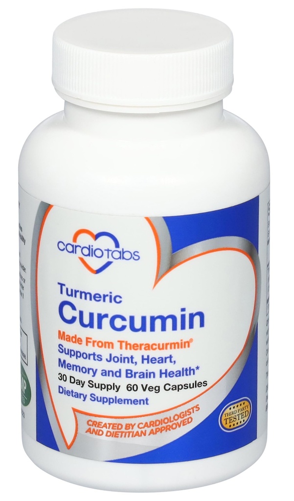 Turmeric Curcumin - Joint, Heart, Memory & Brain Supplement with 600 mg Theracurmin, Highly Absorbable Curcumin Supplements, 60 Vegetarian Curcumin ve Turmeric Capsules, 30-Day Supply