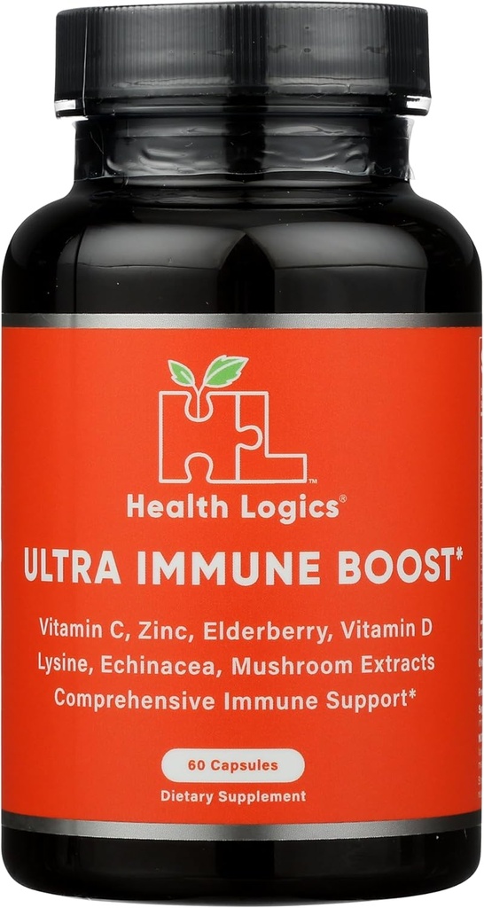 Sağlık Mantıkları Fortify! C vitamini, çinko, Elderberry, Vitamin D, Lysine, Echinacea ve Güçlü Antioksit Immune Desteği için Mushroom Türleri, 60 Veggie Caps