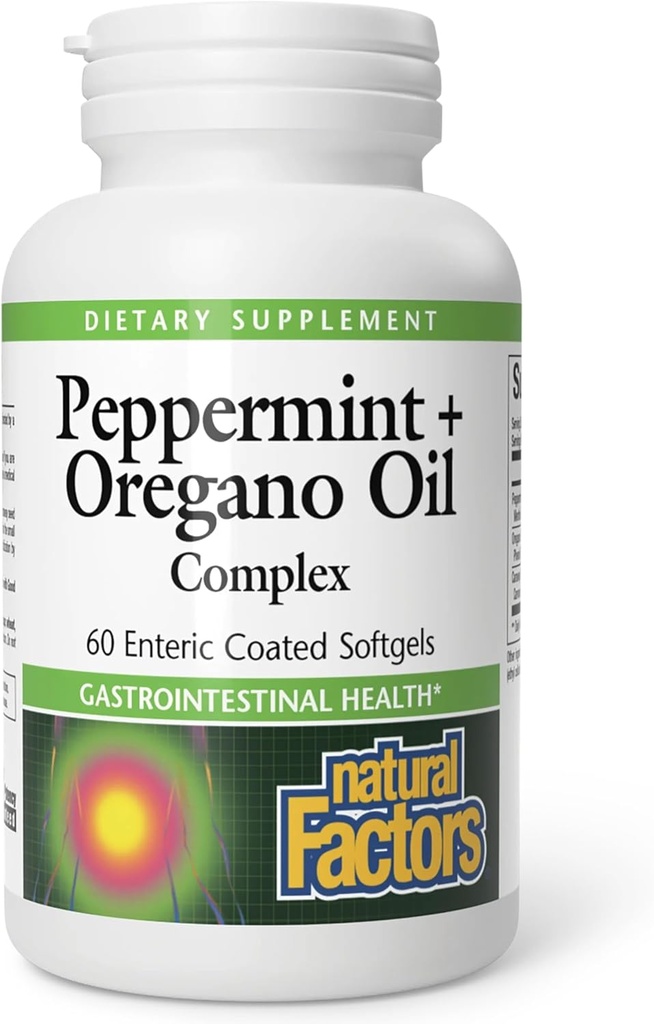 Natural Factors, Peppermint & Oregano Oil Complex, Digestive Aid for Gastrointestinal Health, 60 softgels