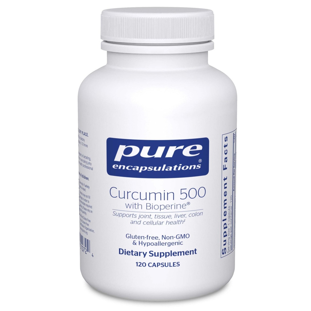 Pure Encapsulations Curcumin 500 with Bioperine - Antioksi Supplement to Support Commons, Tound, Liver, Colon & Cellular Health* - Turmeric Curcumin & Bioperine - 120 Capsules