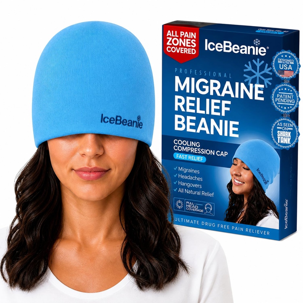 BuzBeanie Migraine Relief Cap, As Seen on Shark Tank, Soft & Cracky Gel Ger Headache Relief Cap, Extended Soğutma Hangover Ice Hat, Odorless Head Bravo Pack, Headache Migraine Maske