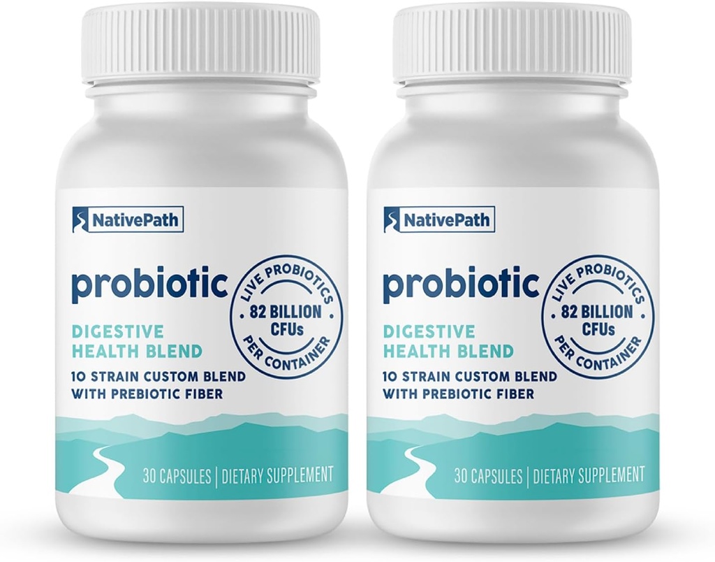 YerliPath Daily Probiyotik, 10Strain Özel Mix Probiyotiks Supplement for Men and Women, 82 Milyar CFUs - 60 Count