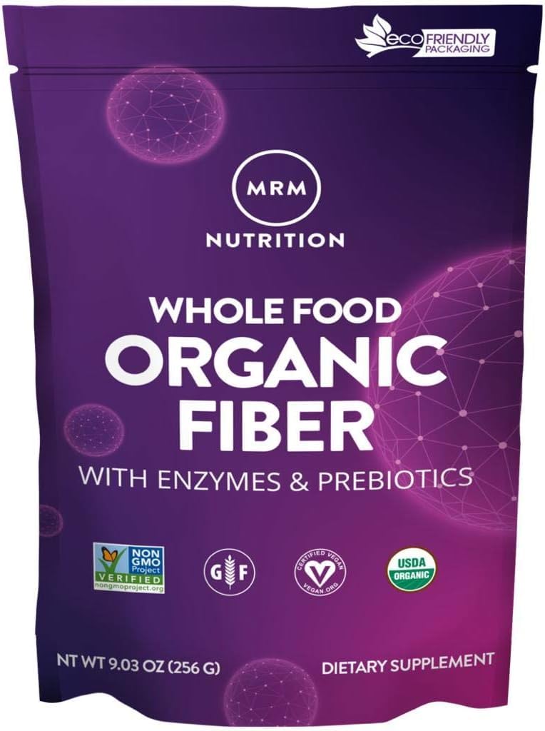 MRM Beslenme Tüm Gıda Organik Fiber | Enzymes + Prebiyotikler | Çözülmemiş + uli fiberler | Kullanım başına 6g Fiber | 32 Hizmet için 6g Fiber |