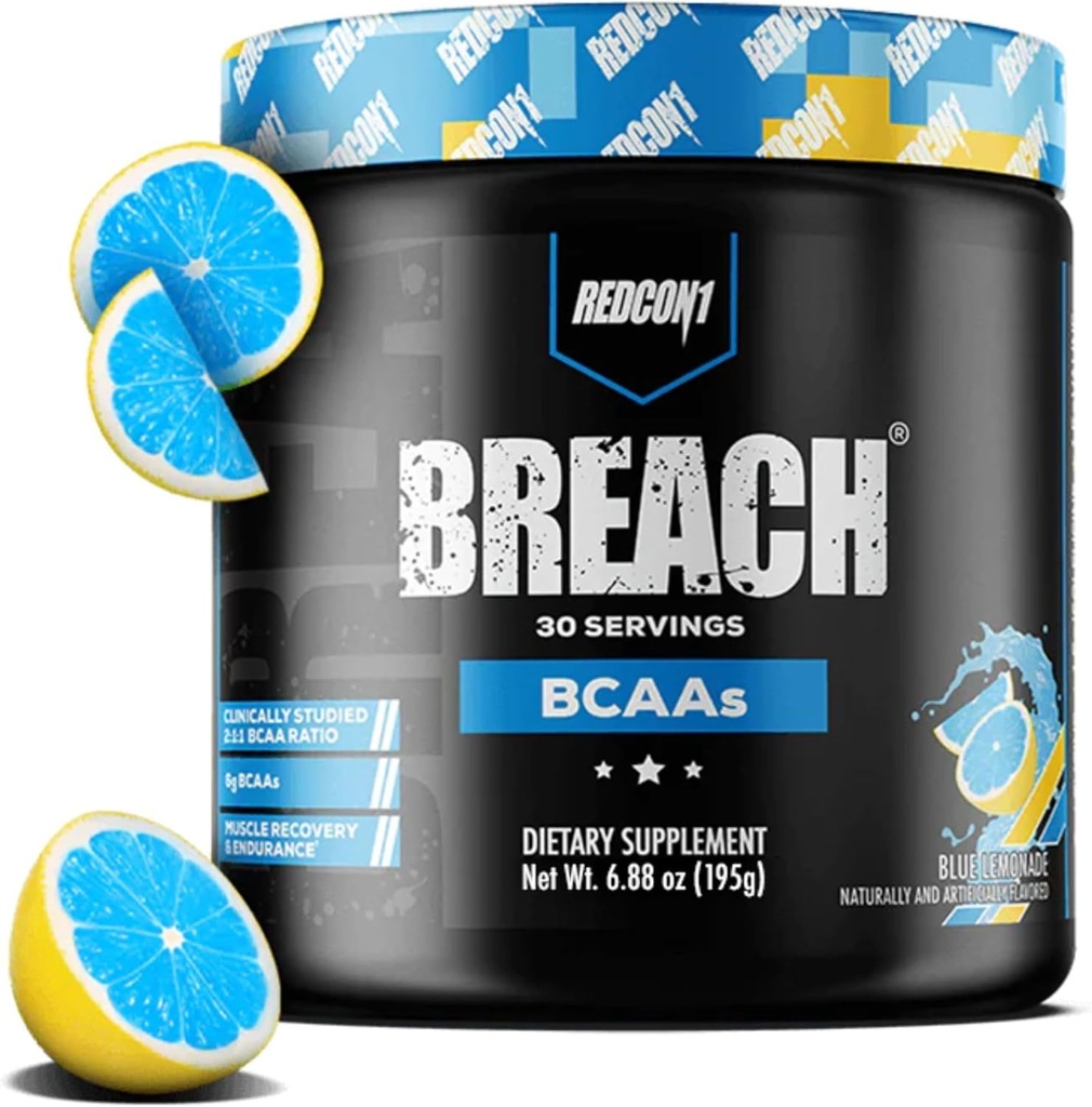 REDCON1 Breach BCAAs, Blue Lemonade - Keto Friendly + Sugar Free Essential replicas for Recovery - Contains BCAAs L-Leucine, L-Isoleucine & L-Valine (30 hizmet)