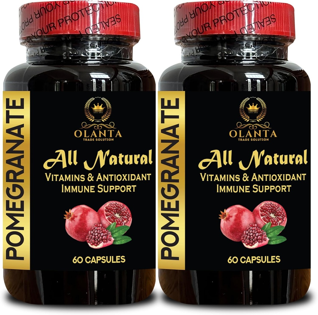 Pomegranate Ekstraksiyon - Antioksi ve Sağlıklı Ağlama Programı, bağışıklık ve Ortak Destek, Ellagic Asit Supplement, Pomegranate Polyols, High-Potency Pomegranate - 2 Şişe 120 Capsules