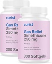 Curist Gas Relief Simethicone 2 Pack - 250 mg Softgels (600 Kont) Digestive Relief, Bloating Relief & Anti Flatulence Gas Pills for Yetişkinler helps Gas and Bloating Relief (600 Softgels)