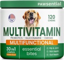 Köpek Vitaminleri + Glucosamine - Chewable Multivitamins + Probiyotikler, Omega - Hip & Ortak Destek, Skin & Coat, Gut Health - Adult & Senior - Large & Small Breed - 120 Chews
