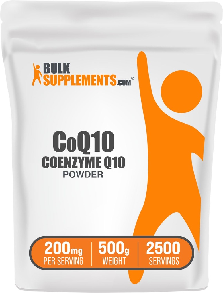 BulkSupplements.com Coenzyme Q10 Toz - Coenzyme Q10 200 mg Supplement, Beslenme Supplement - Gluten Free, 200 mg per Service, 500g (1.1 lbs) (Pack of 1)