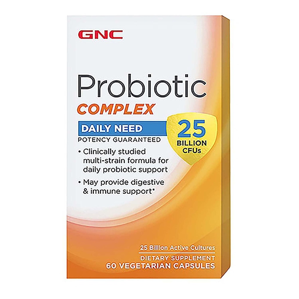 GNC Probiyotik Kompleksi 25 Milyar CFUs, 60 Capsules, Daily Probiyotik Destek