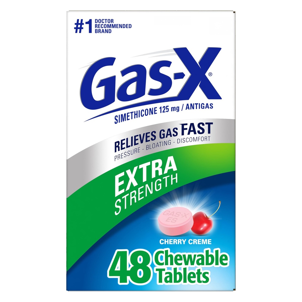 Gas-X Ekstra Kuvvetli Gaz Yardım Tabletleri Simethicone 125 mg, Cherry - 48 Kont