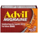 Advil Migraine Headache Relief, Ibuprofen Capsules with Ibuprofen 200 mg for Migraine Relief, Nausea Relief and Light Hassasity Relief - 20 Liquid Filled Capsules