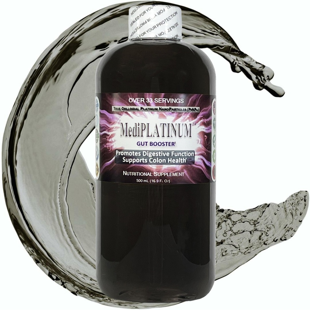 MediPLATINUM Gut ATM True Colloidal Platinum PtNP Beslenme Supplement - 500 mL (16.9 Fl Oz) Clear BPA-Free Plastik Şişe Şişe Şişe