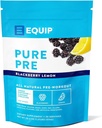 Equip Foods Pure Pre All Natural Pre-Workout Toz | Green Tea Caffeine, Sea Salt, EAA, C, B6, B12, L-carnitine, Agnine | Doğal Boosts Workouts | 30 Hizmet, BlackBerry Lemon Cinated