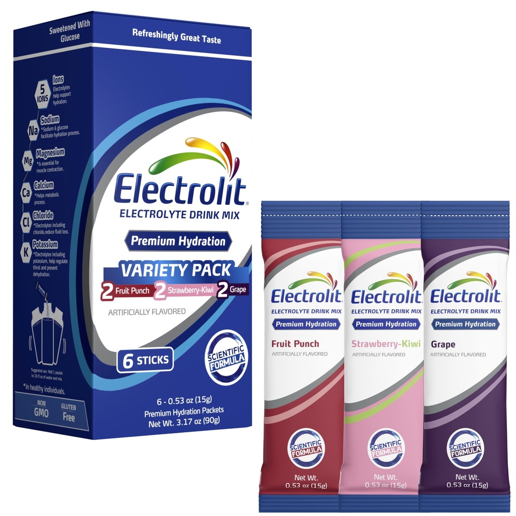 Elektrolit Elektrolytes Toz Paketleri, Çeşitli 8 Paket, Tozlu Hydration Packets for Dehidr & Rehidrasyon, Post Workout Flavored Hydrating Drink Mix, Gluten Free Water Advancedr Sticks