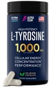 Alpha Flow L Tyrosine 1000MG Capsules - Focus & Energy Boost için All- Natural L- Tyrosine Supplement - Non-GMO & Gluten-Free - Vegan 150 Caps -500 mg x 2 hizmet başına