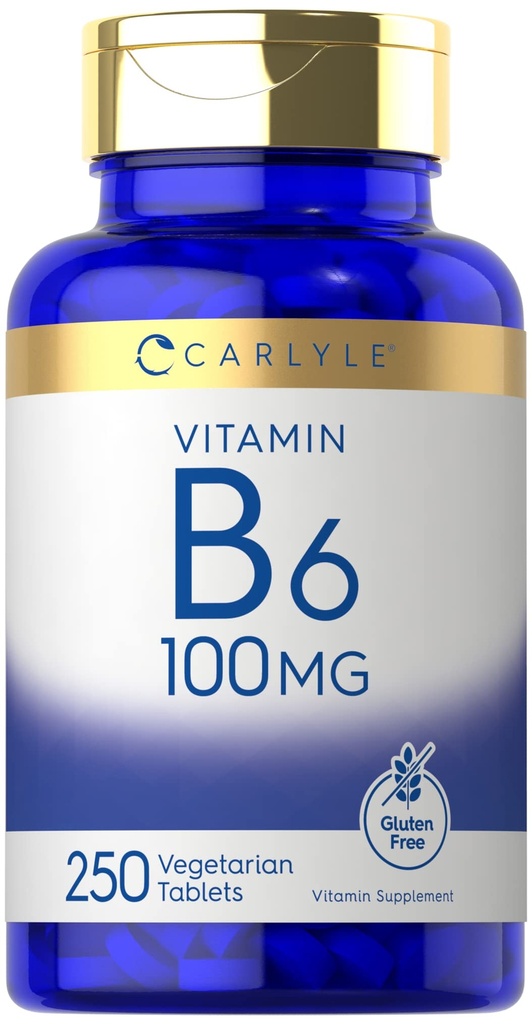 Carlyle Vitamin B6 100 mg | 250 Tablet | Pyridoksie Supplement Tamam | Vejetaryen, Non-GMO, Gluten Free