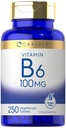 Carlyle Vitamin B6 100 mg | 250 Tablet | Pyridoksie Supplement Tamam | Vejetaryen, Non-GMO, Gluten Free