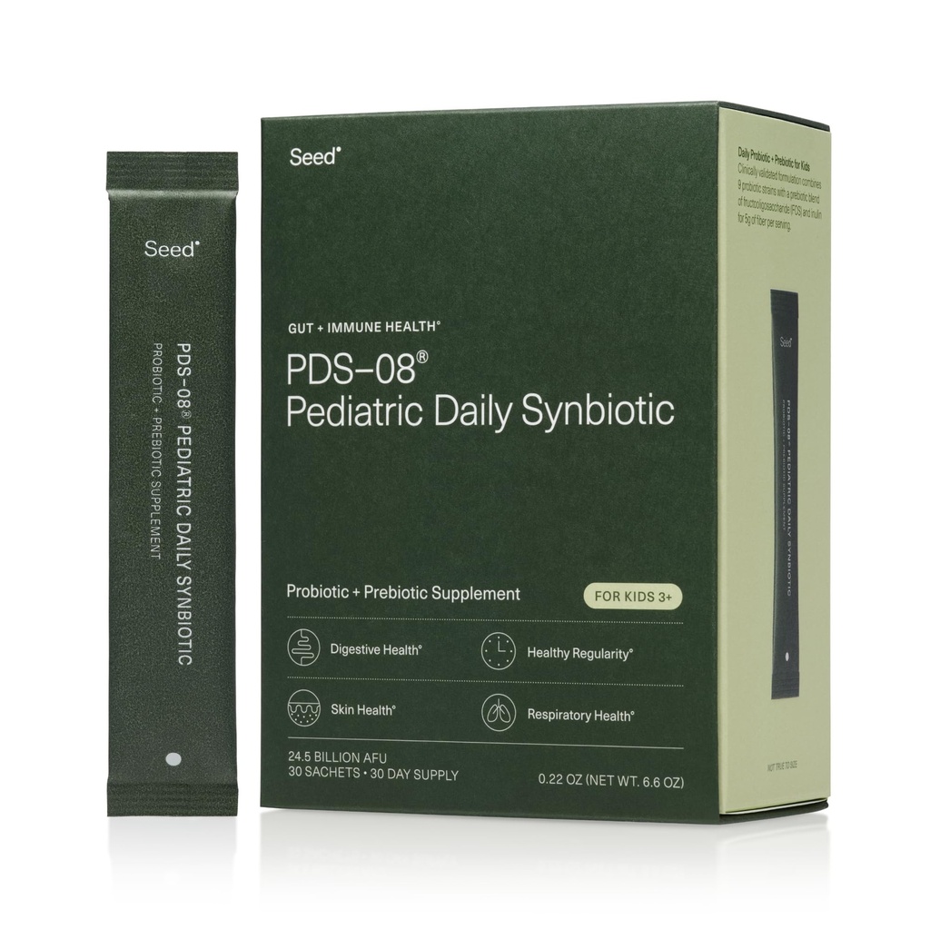 Tohum PDS-08 Pediatrik Günlük Synbiyotik - Çocuklar için Fiber Tabanlı Prebiyotik & Probiyotik - Digestive Health, Regularity, Constipation Relief - Ages 3-17 - Vegan ve Raf-Stable - 30 Sachets (30-Day Supply)