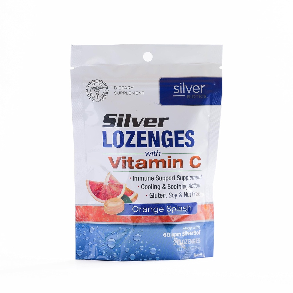 Silver Biotics Colloidal Silver Lozenges | 60 ppm SilverSol Ag4O4 Teknoloji | Immune Support + Throat Soothing | Orange Vitamin C | 21 Count Count Count Count