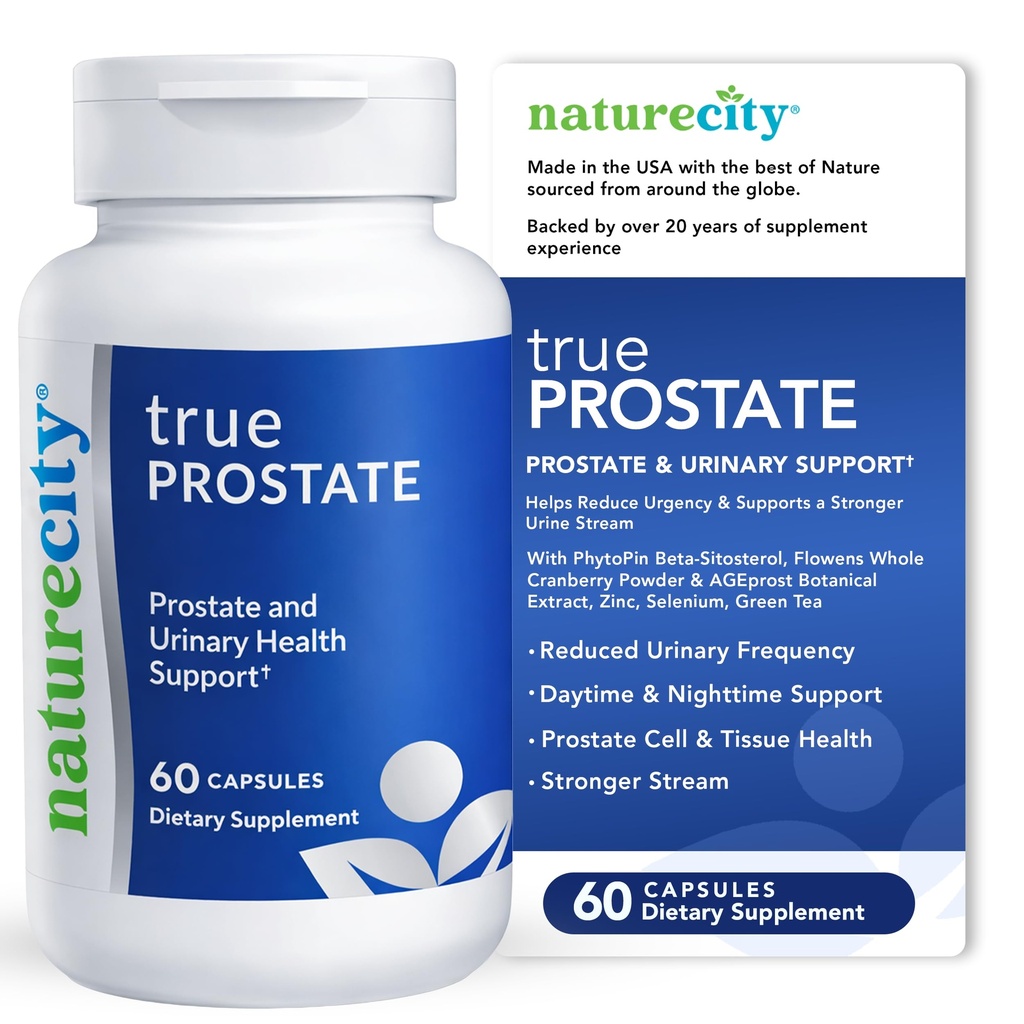 NatureCity True-Prostate Urinary Tract & Prostate Support Supplement for Men's Health Cranberry Extract & Super Super Prostate Sitosterol Kompleksi 60 Beta Prostate Sitosterol Kompleksi 60 Capsules - Prostate Health for Men's Health Cranberry