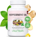 Maxi Health Peppermint Oil Capsules – Organik Ginger Oil & Fennel Gecikmiş Yayın Kapsülü – Digestive Kosher Peppermint Supplement for Digestive Support (60 Capsules)