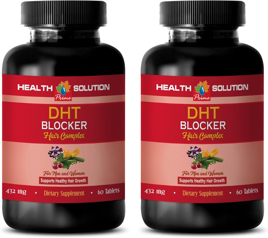 Saç Büyüme Saç Vitaminleri Biyotin olmadan - Pop Blocker Saç Kompleksi - Erkekler ve Kadınlar için - Sağlıklı Saç Büyümesini Destek - Saw Palmetto Ekstra Capsules - 2 Şişes 120 Kaplamalı Tabletler
