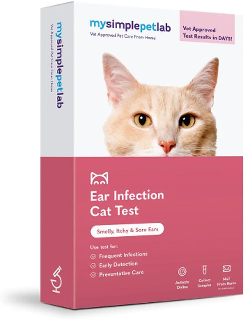 MySimplePetLab Cat Ear Enfeksiyon Test Kit, Vet Onaylandı, Yeast & Bakteri, Mail-in Kit, Hızlı Sonuçlar, Easy at-Home Mixy için Kullanımı, Itchy Ears, Supports Cat Ear Health
