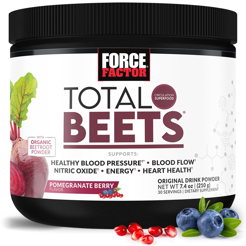 Kuvvet Faktörü Total Beets, Superfood Tozunu Circulation, Blood Flow, Nitrik Oksit, Enerji, Endurance ve Stamina, Cardiovascular Heart Health Supplement, 30 Hizmet