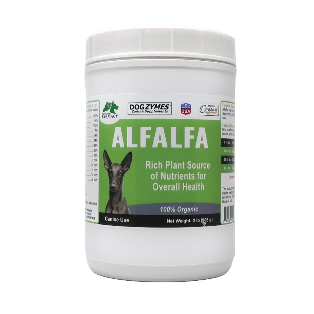 Dogzymes Organik Alfalfa - Vitaminlerin ve Minerallerin Zengin Kaynağı, Anemi'den gelen her şeye yardım etmek, Arthritis ve Overly-Acidic Urine ile savaşmak ve Stave Off Bladder Enfeksiyonlarına Yardımcı Olmak (2 Pound)