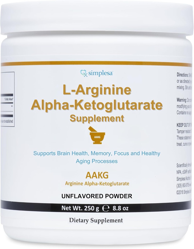 Basitsa AAKG Arginine Toz, L-Arginine Alpha-Ketoglutarate Supplement, 2000 mg Per Servis, Destekler Beyin Sağlığı, Hafıza, Odak ve Sağlıklı Ağlama Süreçleri, 250g Toz Tamamlama
