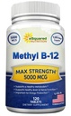 ASquared Beslenme Vitamin B12-5000 MCG Methyl B-12 (Methyl B-12) ile Tamam - Max Strength Vitamin B 12 Doğal Enerji, Yararlı Beyin ve Kalp Fonksiyonları - 120 Tablet