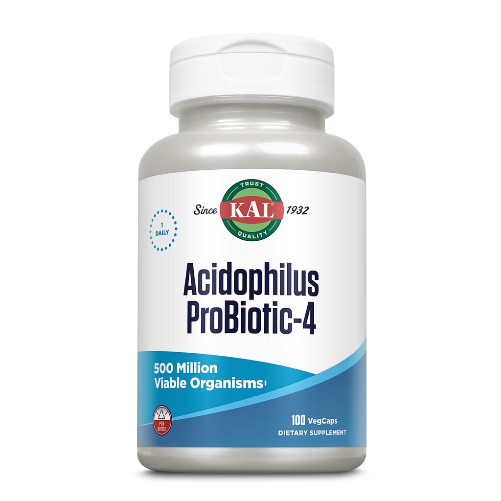 KALININ MABiotic-4, 500 Milyon CFUs, Four Probiyotik Strains, Kadınlar ve Erkekler için Probiyotikler, Ücretsiz Kuru, L. asitofilius, L. bgaricus, S. termophilus, B. bifidum, 100 Hizmet