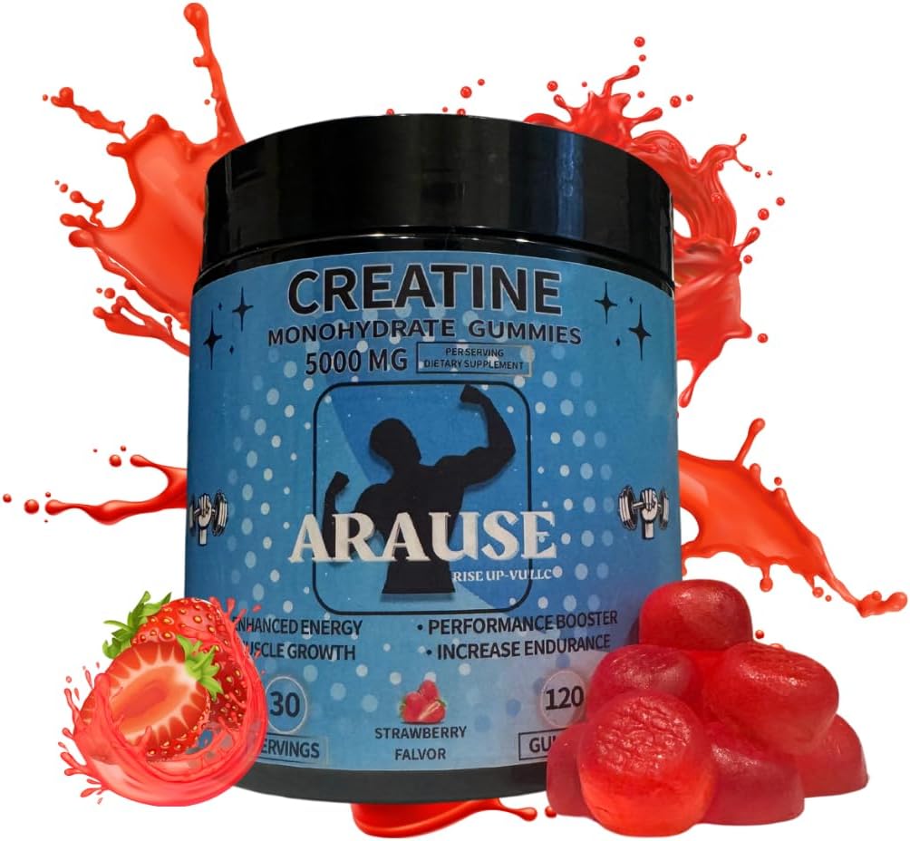 Kretine Monohidrat Gummies, 5000 mg, Diyetsel Tamam, Geliştirilmiş Enerji, Performans Uyarısı, Endurance, Kas Büyüme