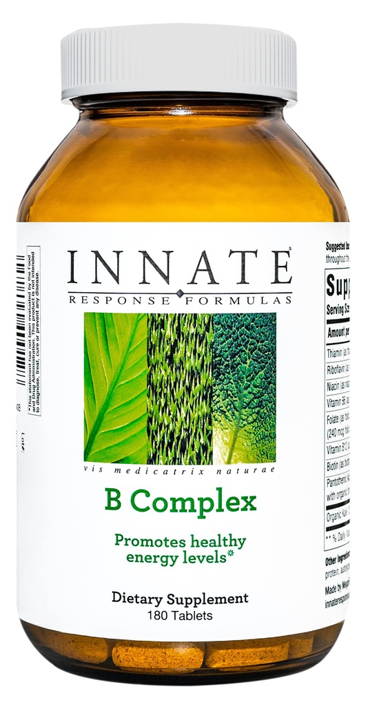 INNATE Response Formulas B Kompleksi - B Vitamin Supplement - Destek Hücreleri Enerji Üretimi ve Metabolism - Vegan, Kosher, Non-GMO Projesi Doğrulandı - 9 Yiyecek Allergens olmadan Yapıldı - 180 Tablet