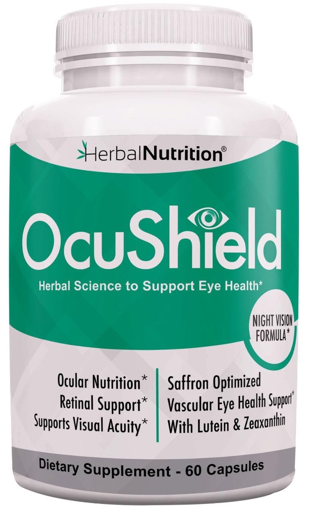 OcuShield Eye Health Vitamin Support for Health Eyes, Night Vision with Saffron, Lutein & Zeaxanthin, Eye Nutrients to protect & Stimulate Ocular Health, One Şişe