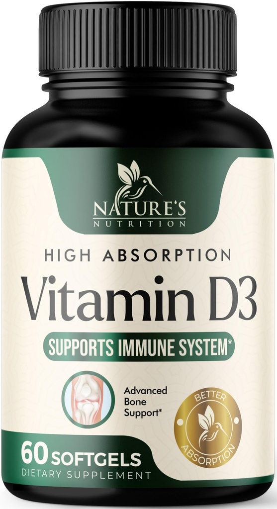 D3 Vitamin 5000IU (125 mcg) - Ekstra Güç Vitaminleri D-3 Kemik, Diş, Kas Sağlığı ve Immune Desteği, Hızlı Absorbtion Mini D Softgel, Non-GMO, Gluten Free - 60