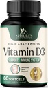 D3 Vitamin 5000IU (125 mcg) - Ekstra Güç Vitaminleri D-3 Kemik, Diş, Kas Sağlığı ve Immune Desteği, Hızlı Absorbtion Mini D Softgel, Non-GMO, Gluten Free - 60